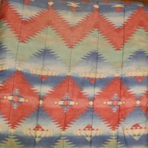 Vtg Ralph Lauren Rio Grande Bedskirt Dust Ruffle Multicolor Southwestern Cotton - Picture 6 of 11